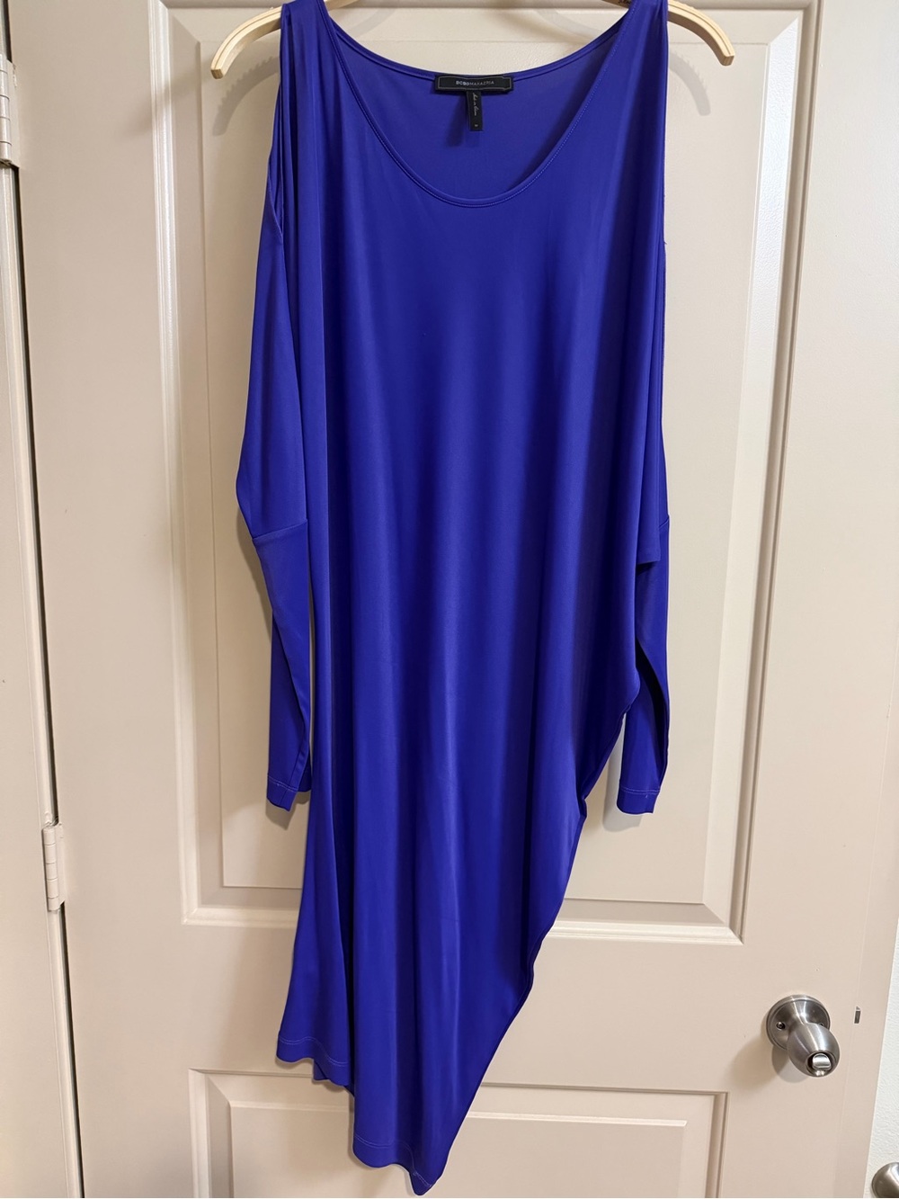 Asymmetric Royal Blue Women’s Dress with Scoop Neck